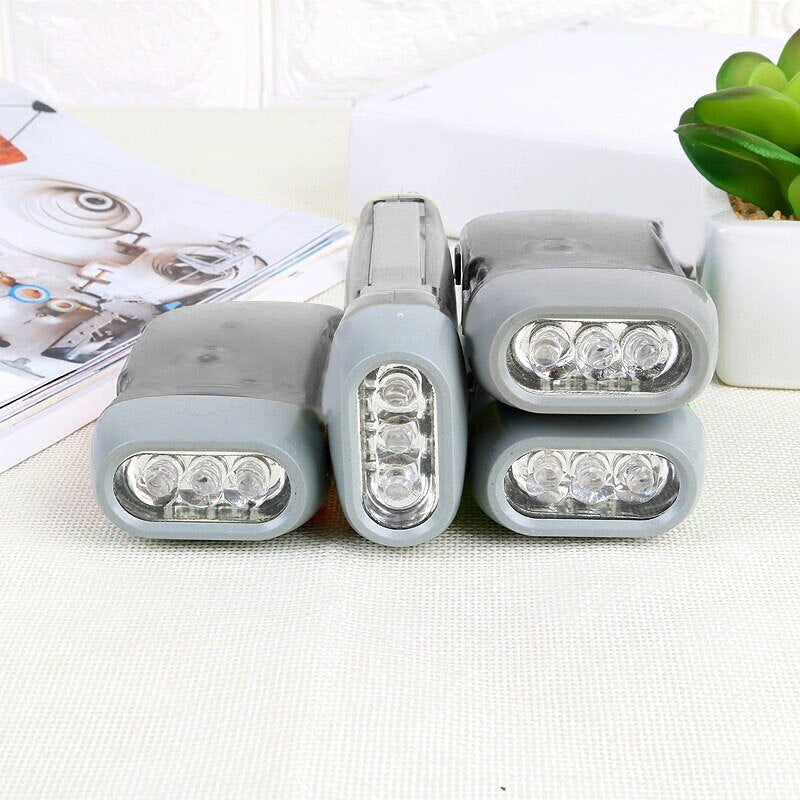 3 LED Hand Pressing Dynamo Crank Power Wind Up Flashlight Torch Light Hand Press Crank Camping Lamp Light for Outdoor Home Doba